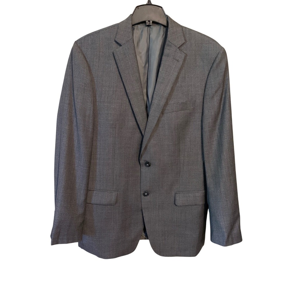 Calvin Klein 40R Charcoal‎ Gray 100% Wool Mens Blazer Sport Coat Suit Jacket